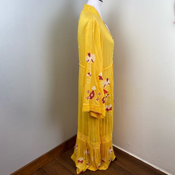 ModCloth Yellow Sunshine of Your Love Floral Embroidered Midi Dress Sz 6 - Picture 8 of 12
